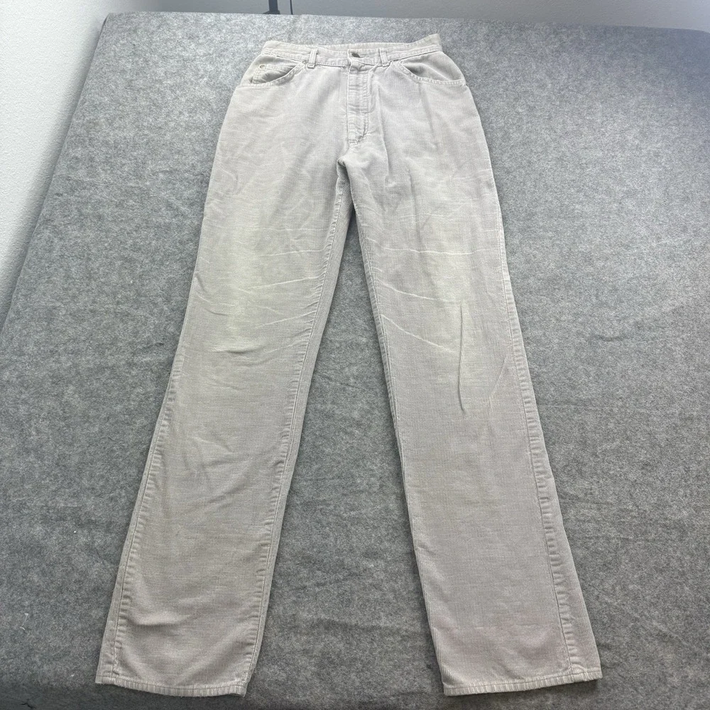 VTG Lee Corduroy Pants Mens 27x32 Gray Talon Zip 80s USA Made Distressed